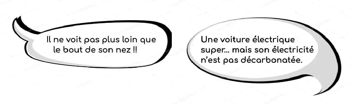 Il ne voit pas plus loin que le bout de son nez !! Une voiture électrique super… mais son électricité n’est pas décarbonatée.